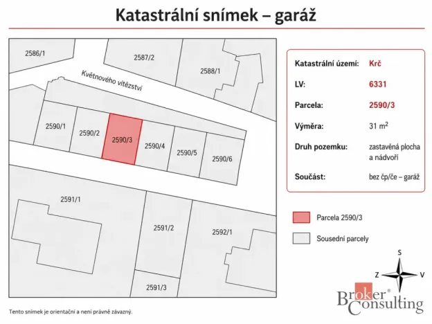 Prodej garáže, Praha - Krč, Pod Krčským lesem, 25 m2