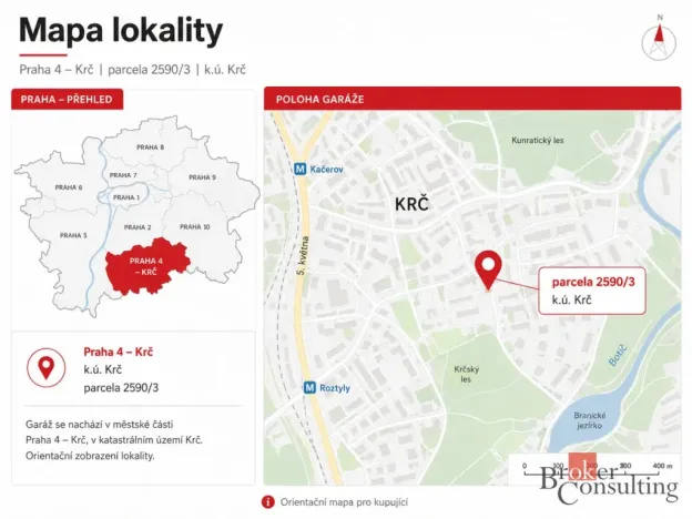 Prodej garáže, Praha - Krč, Pod Krčským lesem, 25 m2