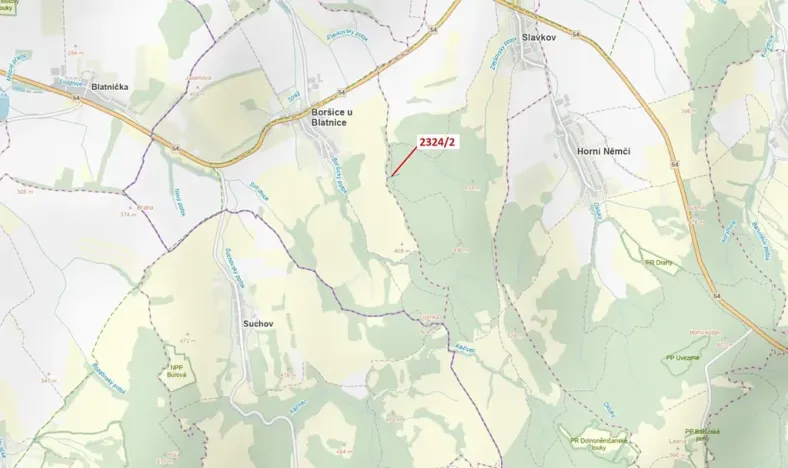 Dražba lesa, Slavkov, 1060 m2