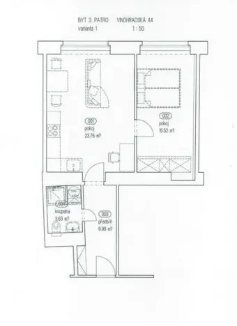 Pronájem bytu 2+kk, Praha - Vinohrady, Vinohradská, 50 m2