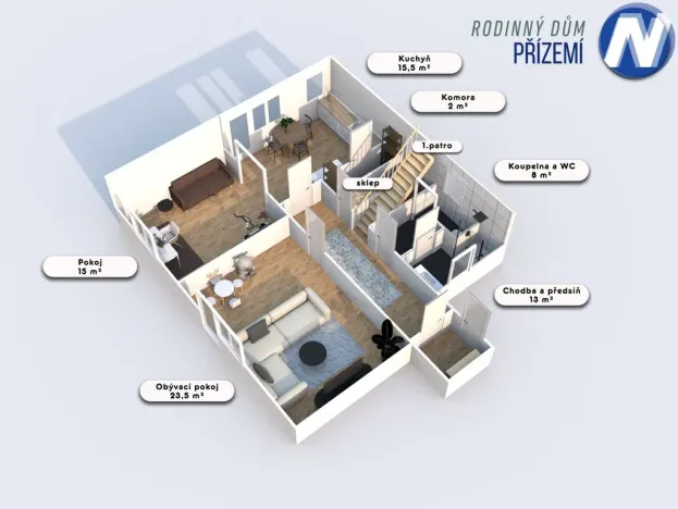 Prodej rodinného domu, Nebahovy - Jelemek, 139 m2