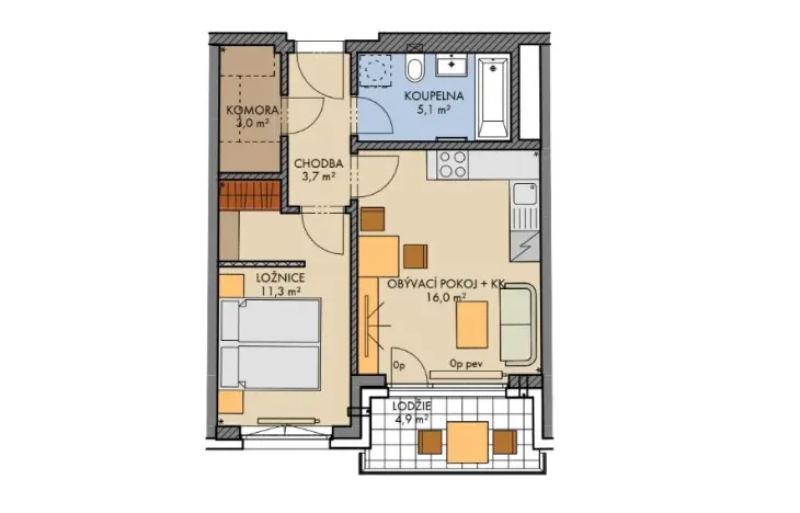 Prodej bytu 2+kk, Praha - Chodov, Bartůňkova, 41 m2