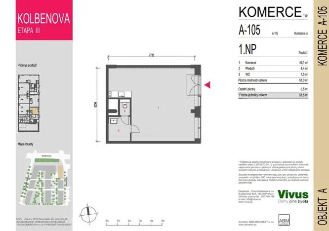 Prodej obchodního prostoru, Praha - Vysočany, Smržových, 52 m2