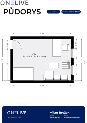 Pronájem kanceláře, Plzeň, Skrétova, 21 m2