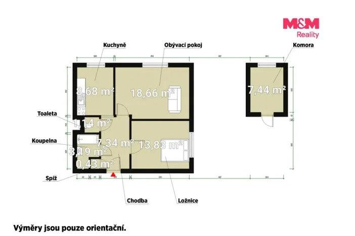 Pronájem bytu 2+1, Červené Poříčí, 60 m2