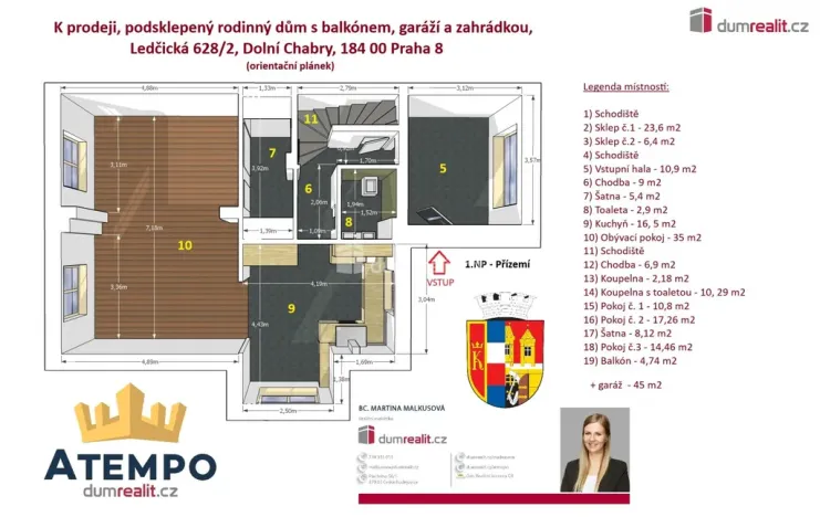 Prodej rodinného domu, Praha - Dolní Chabry, Ledčická, 224 m2