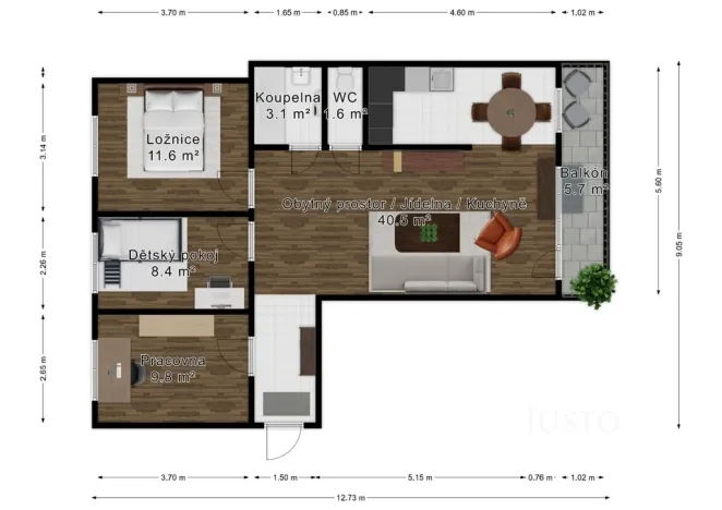 Prodej bytu 4+kk, Kamenice, Sídliště II, 77 m2