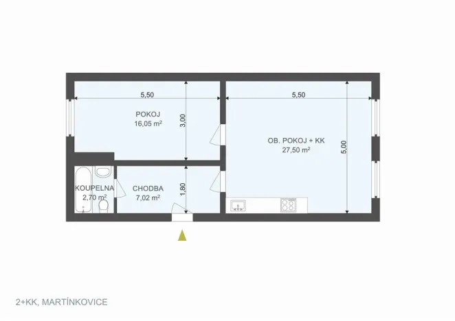 Prodej bytu 2+kk, Martínkovice, 56 m2