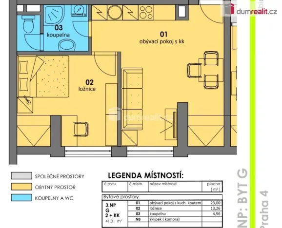 Pronájem bytu 2+kk, Praha - Krč, Na Dvorcích, 41 m2