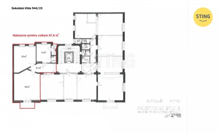 Pronájem kanceláře, Ostrava, Sokolská třída, 88 m2