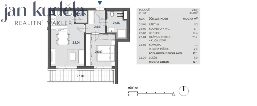 Pronájem bytu 2+kk, Brno, Hvězdová, 47 m2