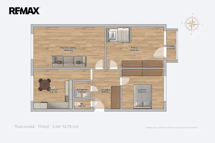 Prodej bytu 3+1, Třebíč - Nové Dvory, Tkalcovská, 72 m2