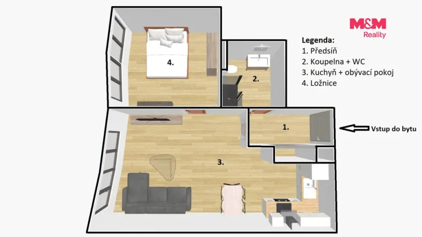 Pronájem bytu 2+kk, Písek - Budějovické Předměstí, Švantlova, 50 m2