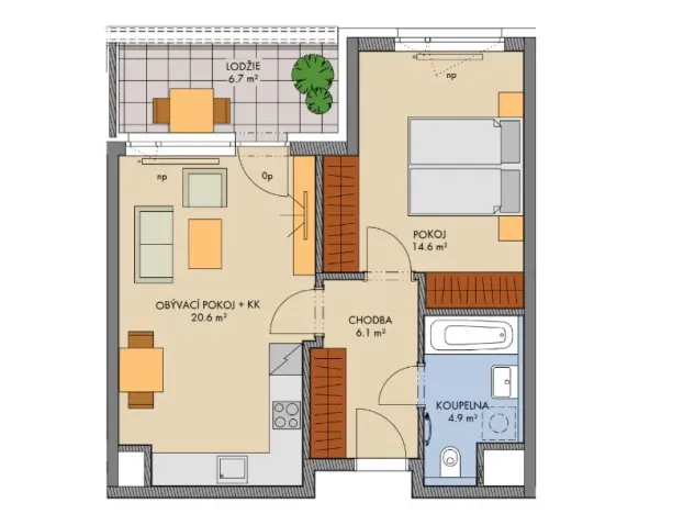 Prodej bytu 2+kk, Praha - Hlubočepy, Vítové, 52 m2