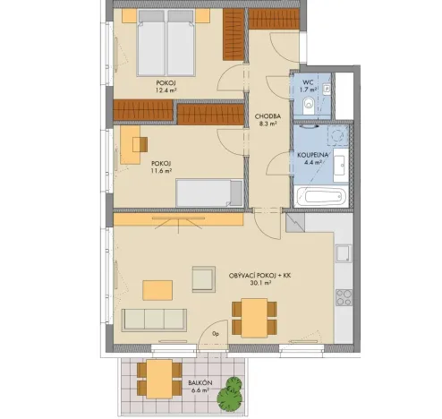 Prodej bytu 3+kk, Praha - Hlubočepy, Gollové, 71 m2