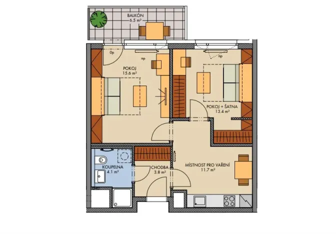 Prodej bytu 2+1, Praha - Hlubočepy, Gollové, 51 m2