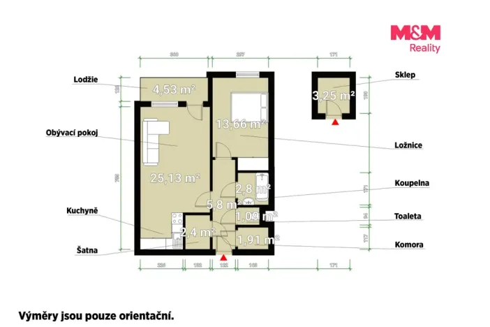 Prodej bytu 2+kk, Praha - Michle, V dolině, 54 m2