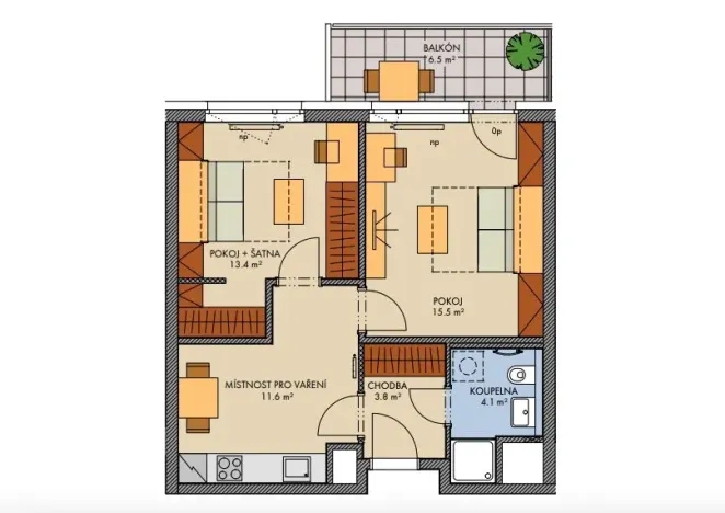 Prodej bytu 2+1, Praha - Hlubočepy, Gollové, 51 m2
