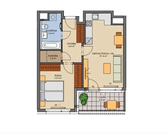 Prodej bytu 2+kk, Praha - Hlubočepy, Gollové, 50 m2