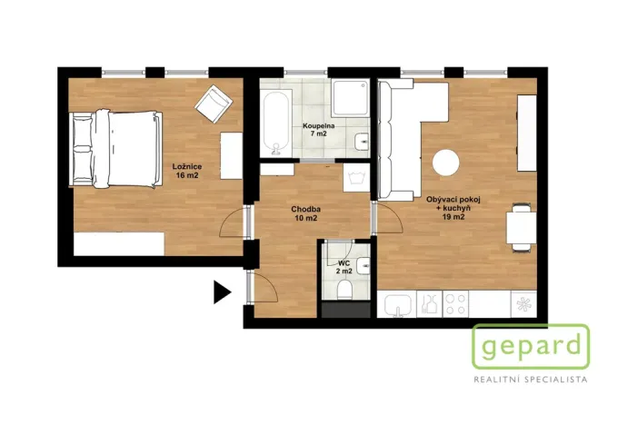 Pronájem bytu 2+kk, Praha - Smíchov, Grafická, 54 m2