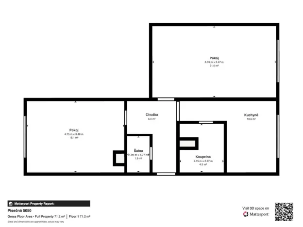 Pronájem bytu 2+1, Chomutov, Písečná, 62 m2