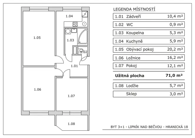 Prodej bytu 3+1, Lipník nad Bečvou, Hranická, 71 m2