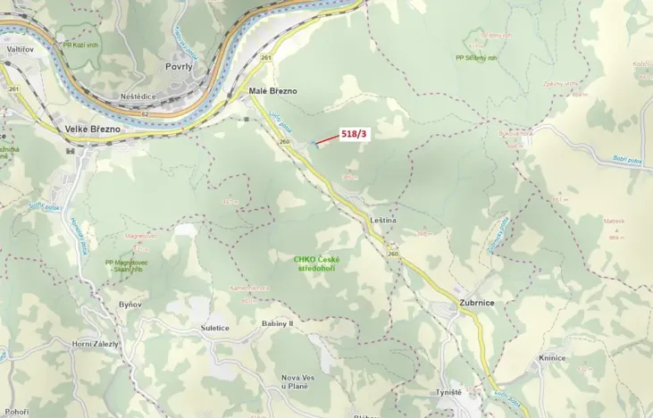 Dražba lesa, Malé Březno, 2232 m2