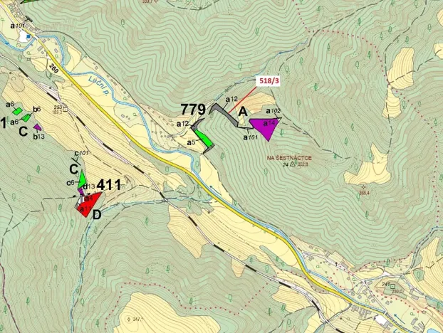 Dražba lesa, Malé Březno, 2232 m2