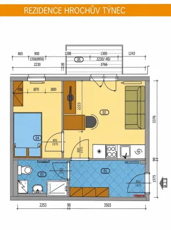 Pronájem bytu 2+kk, Hrochův Týnec, Nádražní, 34 m2