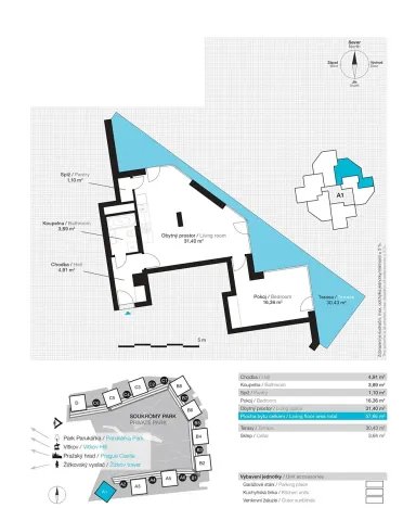 Pronájem bytu 2+kk, Praha - Žižkov, Pitterova, 58 m2