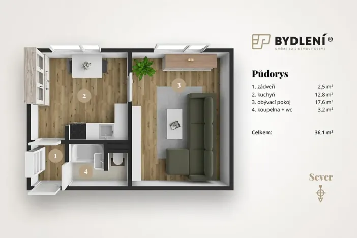 Prodej bytu 2+kk, Chomutov, 17. listopadu, 36 m2