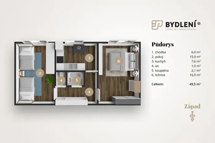 Prodej bytu 2+1, Teplice, Sokolovská cesta, 52 m2
