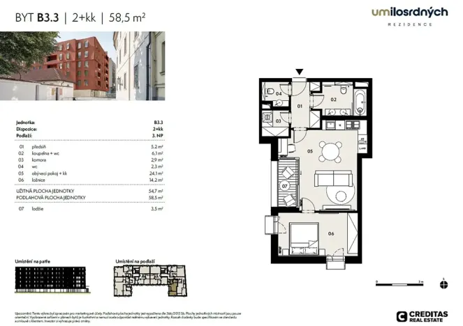 Pronájem bytu 2+kk, Praha - Staré Město, U milosrdných, 55 m2