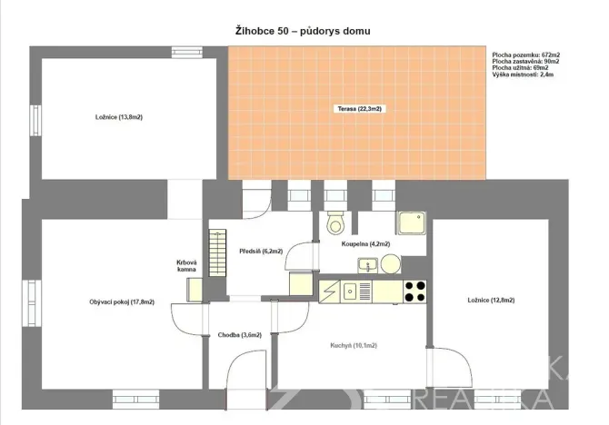 Prodej rodinného domu, Žihobce, 69 m2