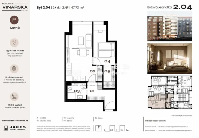 Pronájem bytu 2+kk, Praha - Holešovice, Vinařská, 47 m2