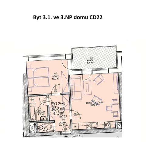 Prodej bytu 2+kk, Brno, Chvalovka, 57 m2