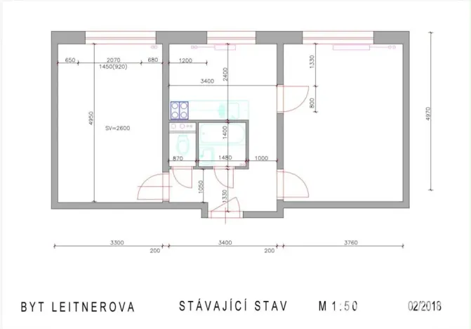Pronájem bytu 2+kk, Brno, Leitnerova, 50 m2
