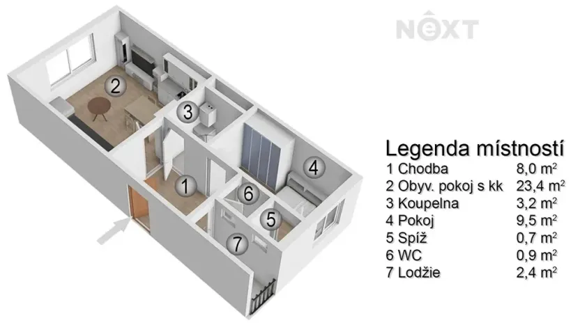 Prodej bytu 2+kk, Brno, Provazníkova, 48 m2