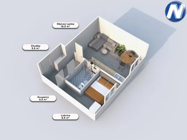 Prodej bytu 2+kk, Nová Pec - Nové Chalupy, 34 m2
