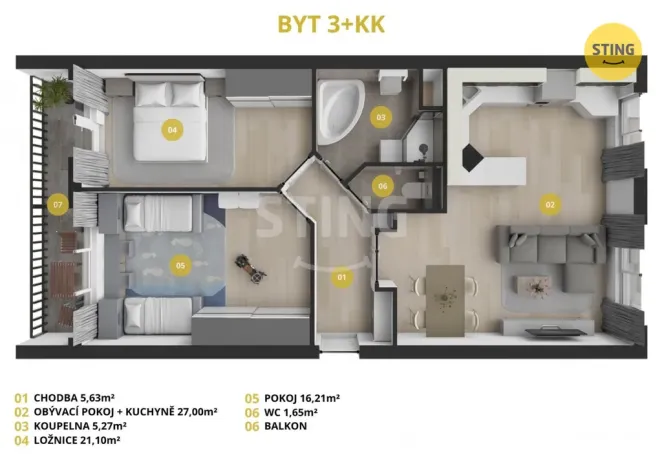 Prodej bytu 3+kk, Pardubice, Palackého třída, 71 m2