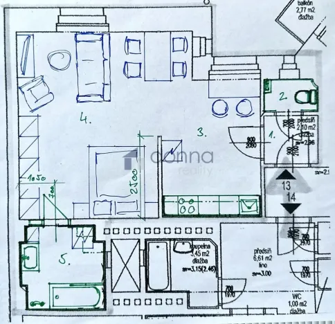 Pronájem bytu 1+1, Praha, Slezská, 43 m2
