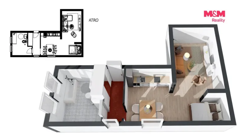 Pronájem bytu 1+kk, Kostelec nad Orlicí, Mánesova, 38 m2