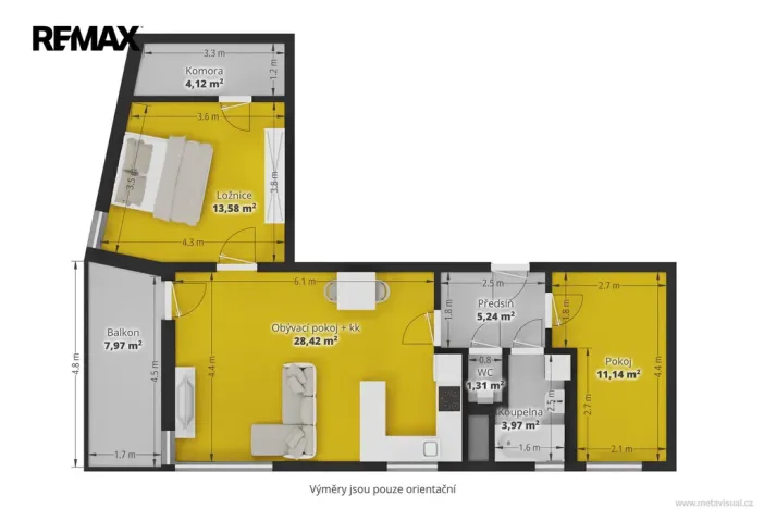 Pronájem bytu 3+kk, Praha - Střížkov, Makedonská, 68 m2