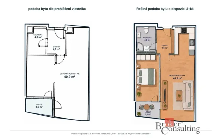 Prodej bytu 1+kk, Praha - Košíře, Pod radnicí, 52 m2