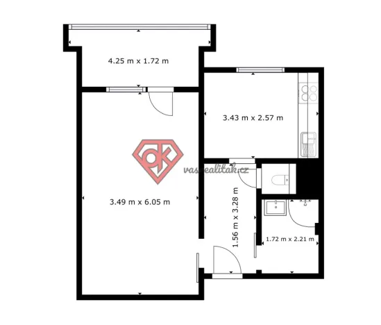 Pronájem bytu 1+1, Ústí nad Orlicí - Hylváty, Třebovská, 39 m2