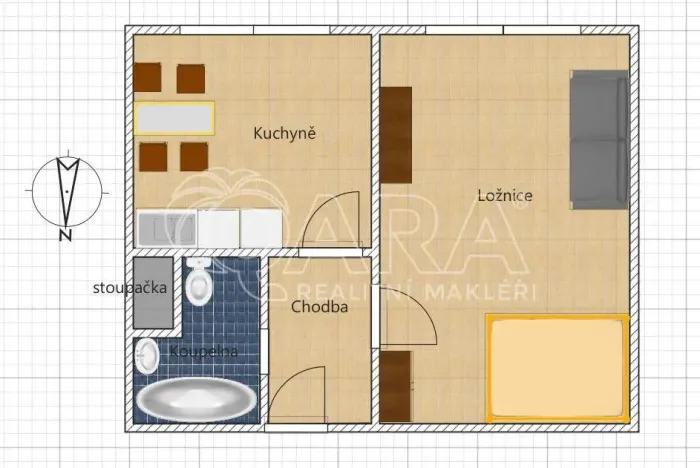 Pronájem bytu 1+1, Praha - Libuš, Na domovině, 39 m2