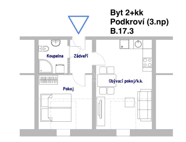 Pronájem bytu 2+kk, Neratovice - Byškovice, Pražská, 41 m2