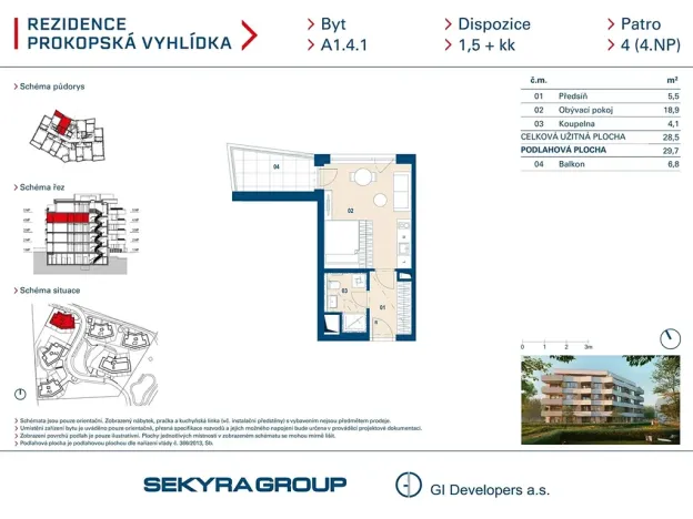 Prodej bytu 1+kk, Praha - Jinonice, Radlická, 28 m2