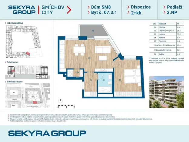 Prodej bytu 2+kk, Praha - Smíchov, Šiklové, 53 m2