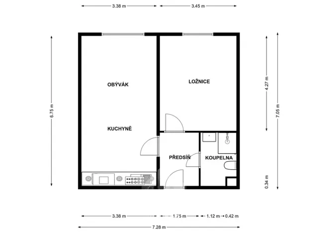 Pronájem bytu 2+kk, Jihlava, Buková, 45 m2